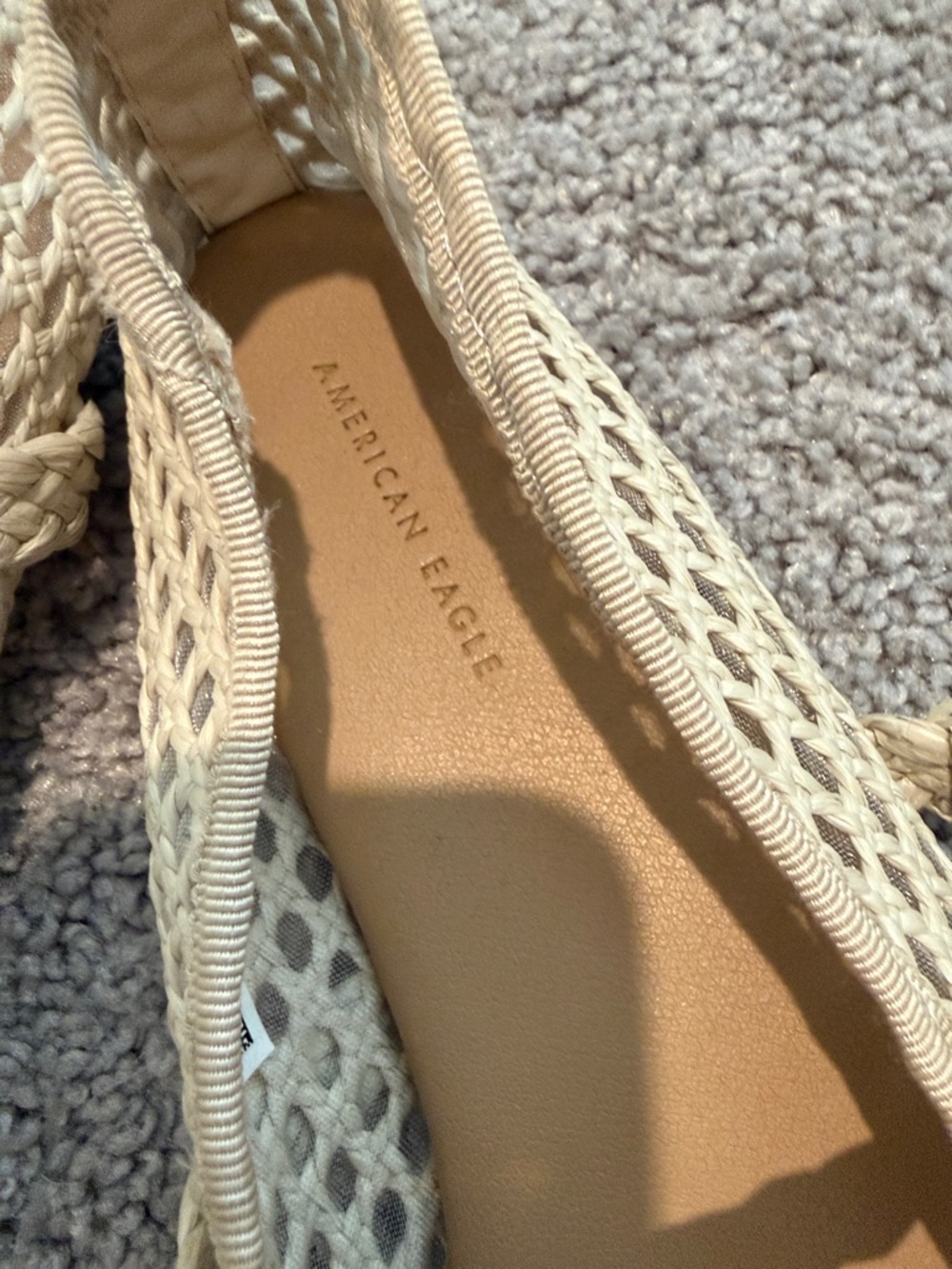 American Eagle Outfitters Cream Braided Mary Jane Flats with Tan Insole - Picture 5 of 8